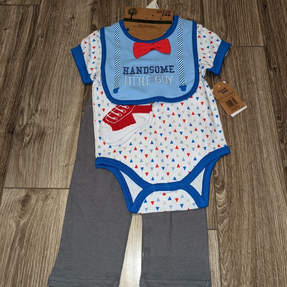 NWT Baby Boy (9-12M) - CHICK PEA 4pcs "Handsome" Pant Set
